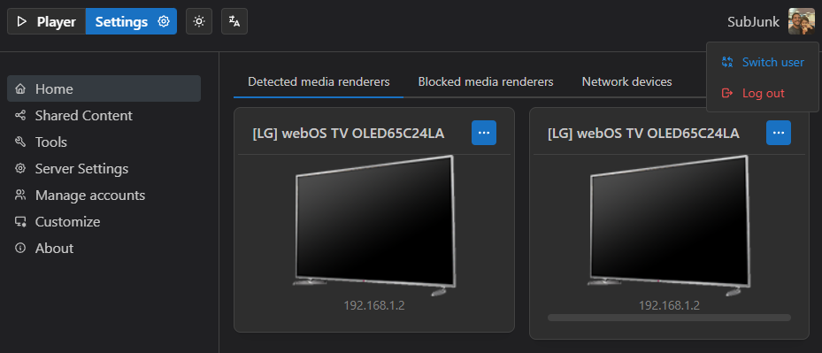 Example of the mode switcher