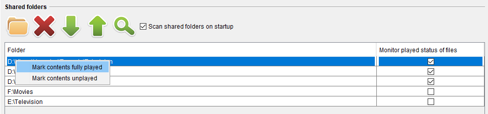 Exemplo de como marcar um diretório como totalmente reproduzido